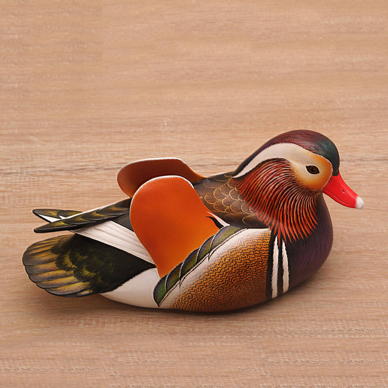 Mandarin Duck Wood Sculpture