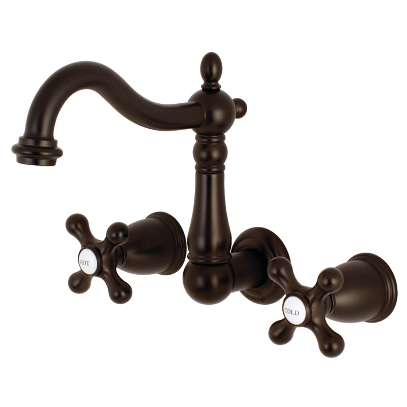 Robinet de salle de bain mural à 3 trous Kingston Brass Heritage, Bronze huilé