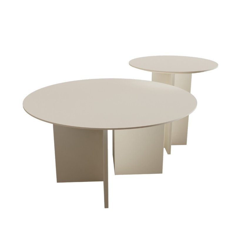 Modern Coffee Table Set (2 Pieces), Cream Color, Large Table: 31.5 x 16.5 x 31.5 inches | Small Table: 19.7 x 17.7 x 19.7 inches | 100% MDF, Thickness: 0.71 inches | Stylish & Functional Design for Living Room