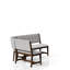 Banc de salle à manger courbé de style Mid-Century moderne avec dossier rembourré beige en bois massif et peu encombrant