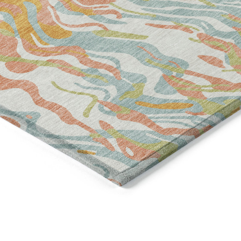 Coral Synthetic Washable Indoor/Outdoor Runner Rug 2'3" x 7'6"
