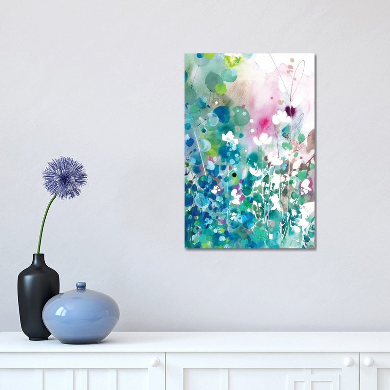 Turquoise Wave by CreativeIngrid - Painting on Canvas, 30.48 cm H x 45.72 cm W, Wrapped Canvas