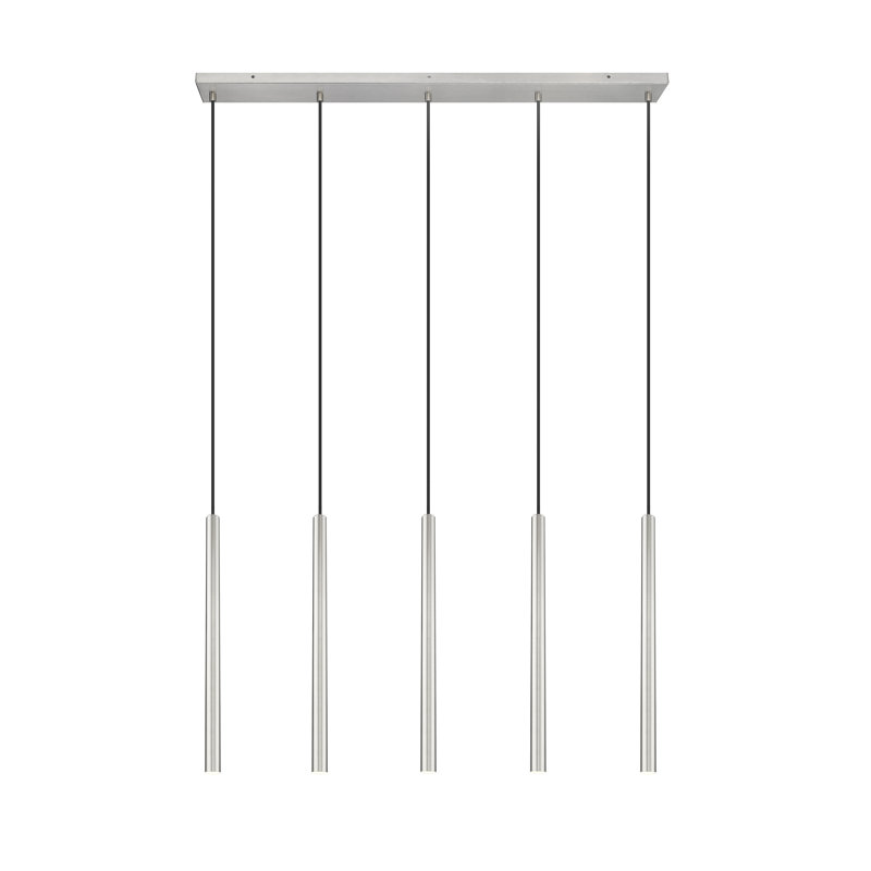 Lustre linéaire noir mat 5 lumières Mahlum, Nickel brossé, 205.7"