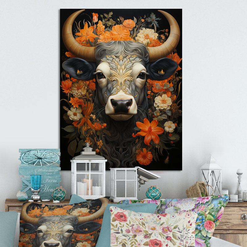 «Steinfort Hinduisim Sacred Cow», reproduction d'art sur toile, H 40 po x l 30 po x P 1,5 po, Metal