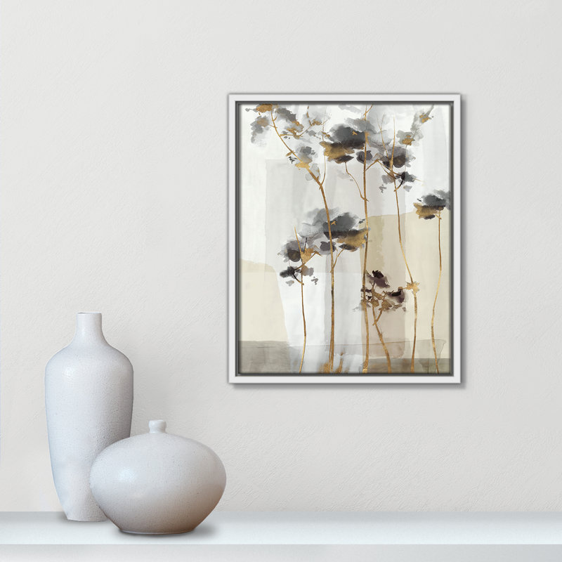 Impression Golden Zen II par Eva Watts, L 12,5 po x H 15,5 po, Toile avec cadre, White Floater