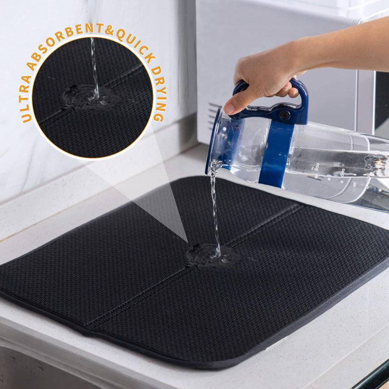 3 Pack Dish Drying Mat, Microfiber Dish Drying Mats For Kitchen Counter, Ultra Absorbent Dish Drainers For Kitchen Counter, 14"X17" Dish Drying Pad For Countertops Or Sinks