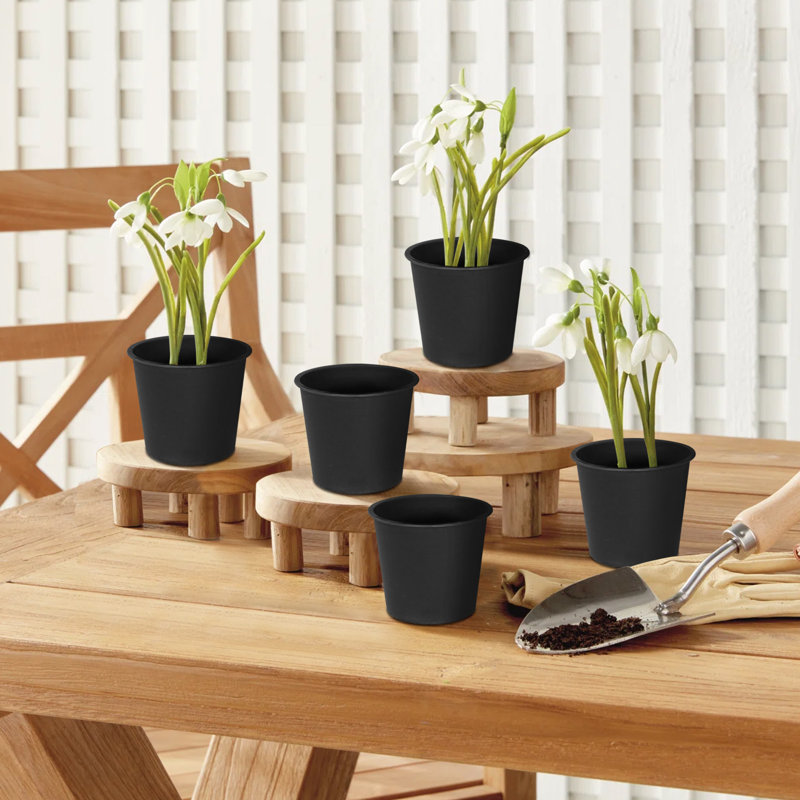5 Inch Round Nursery Plant Pots, 5-Pack Uv Resistant Plastic Planters With Drainage Hole, Lightweight Indoor Outdoor Garden Flower Pots