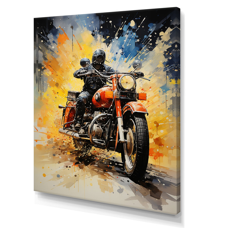 " Industrial Motorcycle Adventure ", Wrapped Canvas, 20" H x 12" W x 1" D