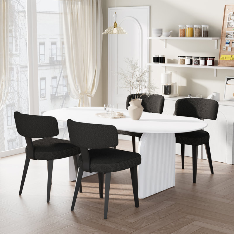 Oval Dining Table Sets, Brown/Black, 5 Pieces (Table, 4 Chairs)