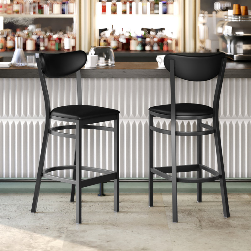 Tabouret de bar en métal avec siège en vinyle et dossier Boomerang Souci