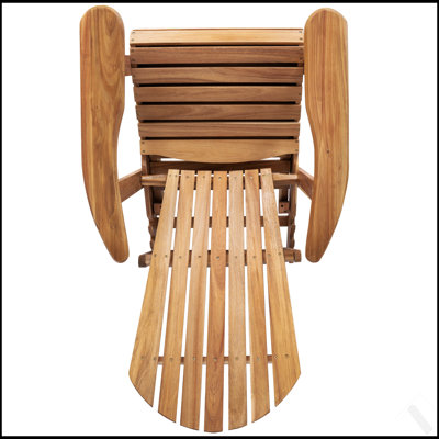 Foldable Acacia Wood Adirondack Chair – Traditional Slats, Wide Armrests, Rustic Outdoor Design, Easy Storage