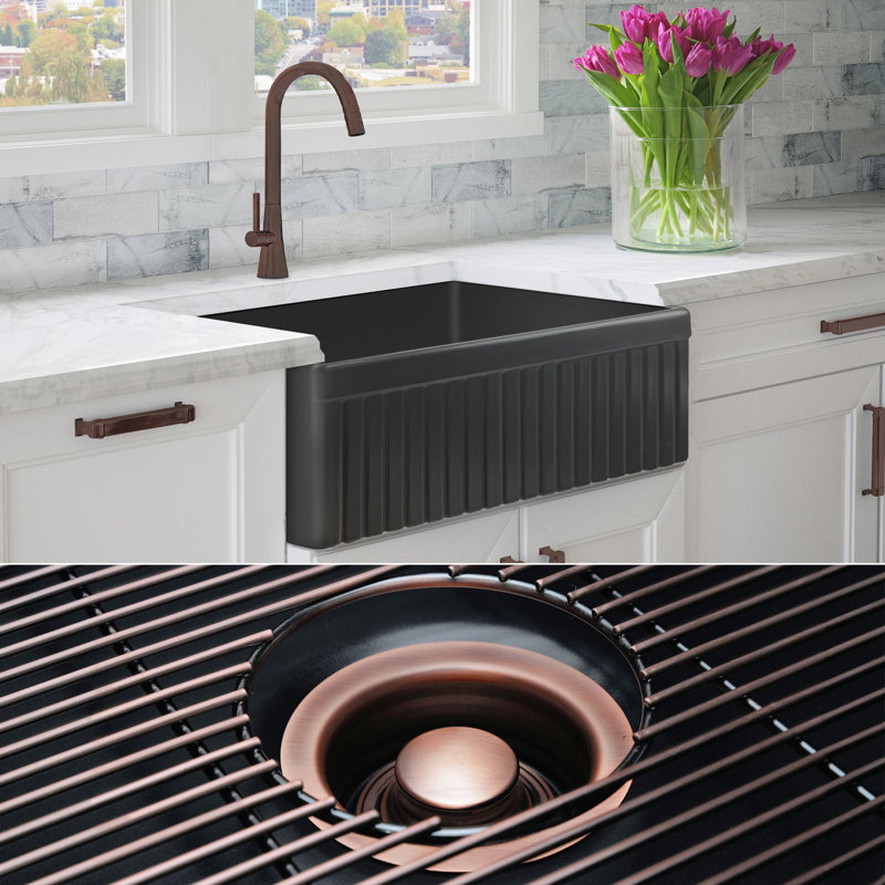 Évier de luxe en argile réfractaire de luxe, Cuivre antique
