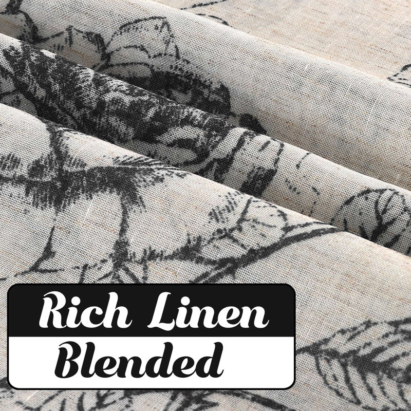 Green Linen Curtains Farmhouse Curtains for Home/Office Light Filtering Burlap Privacy Curtain 2 Panels, 52" W x 63" L, Black