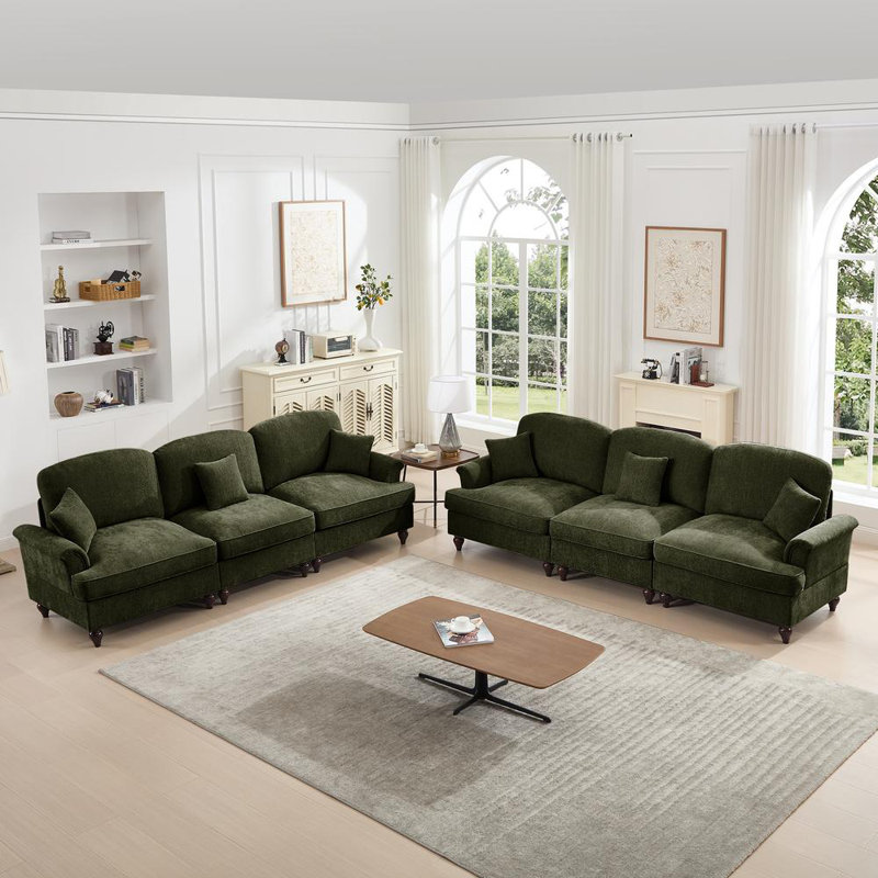 2 Piece Modular Living Room Sofa Set, Green