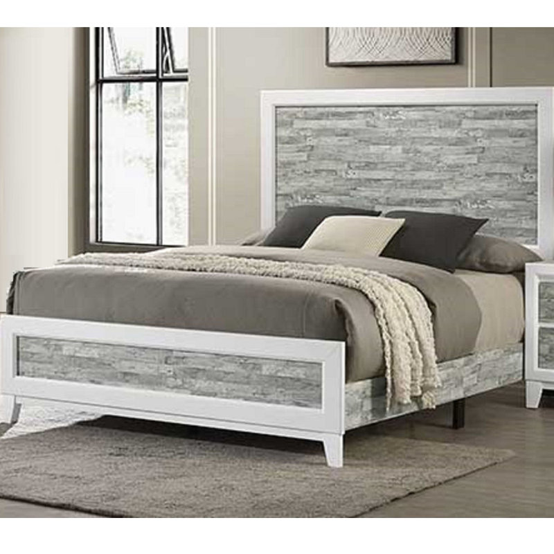 Tête de lit pour lit de style moderne / moderne en bois gris et blanc, Très grand