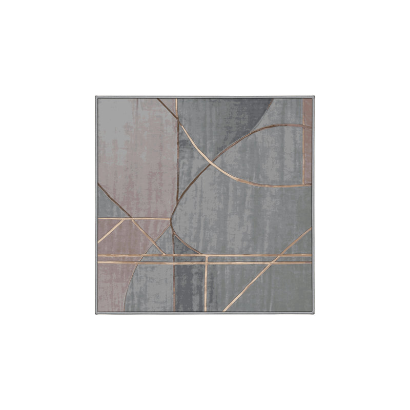 Machine Washable Gray Area Rug, Square 3'