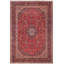 Tapis rouge en laine noué à la main vintage rétro Kashan Wong - 9 pi 11 po x 13 pi 0 po