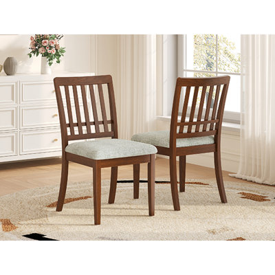 Chaises de salle à manger 2 pièces scandinaves modernes, dossier en bois courbé avec siège en tissu gris, finition pour la salle à manger et un appartement, facile à assembler - Brun clair - Brun