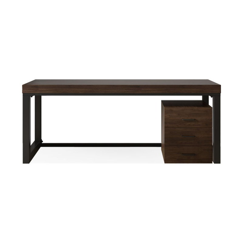 Bureau de direction rectangulaire en bois massif avec tiroirs Nut-brown, H 29,53 po x l 86,61 po x P 31,5 po