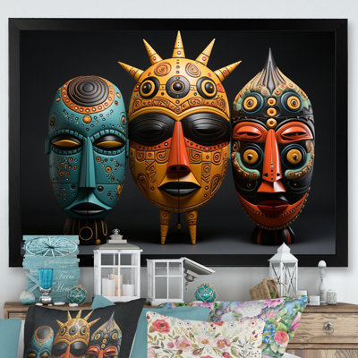 Masques colorés d'Afrique sur toile