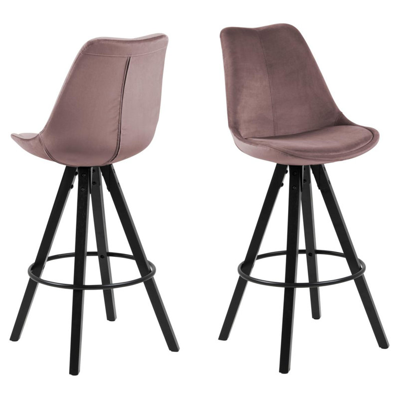 Orrstown Upholstered Counter Stool with Solid Wood Frame, Dusty Rose