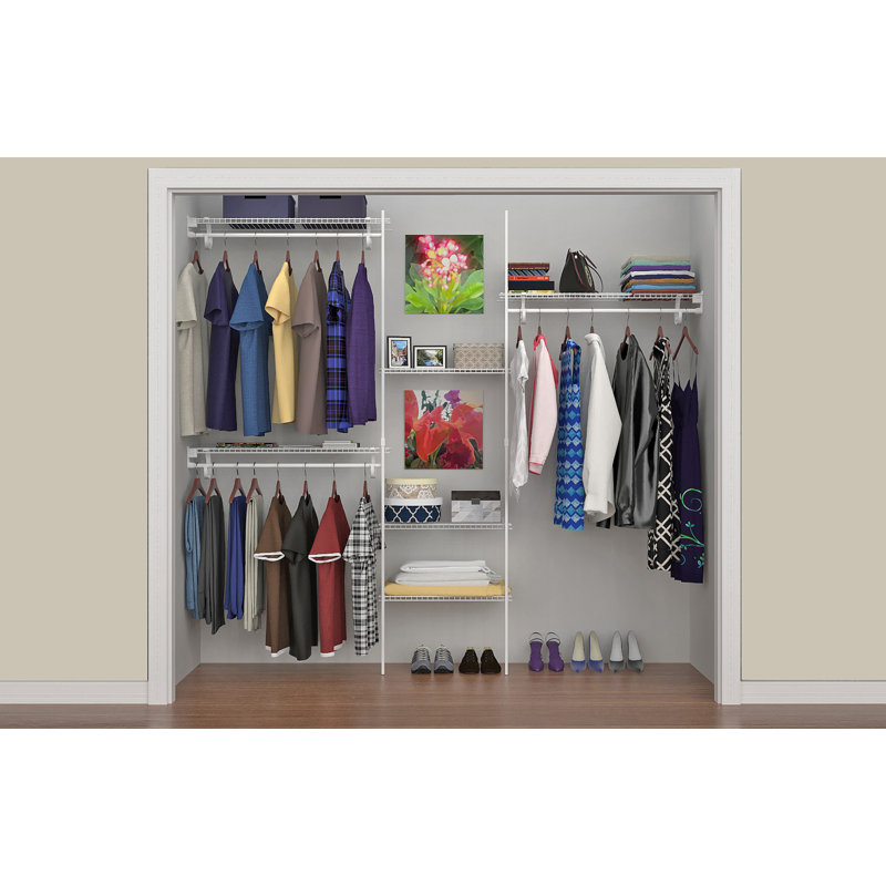 White Adjustable Steel Wall-Mounted Closet Organizer Kit