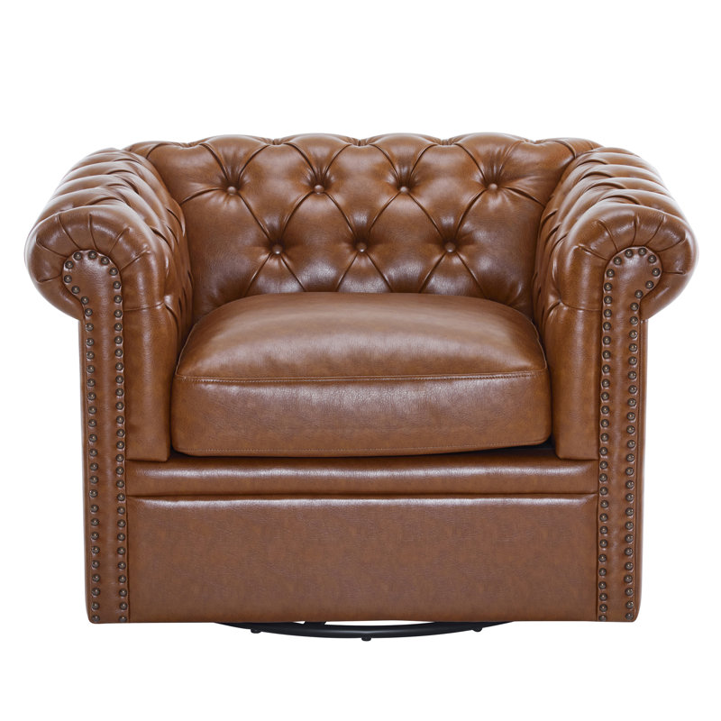Fauteuil club pivotant Chesterfield, Cognac