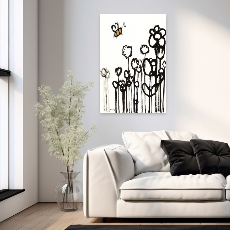 Art contemporain avec abeille, H 36 po x l 24 po