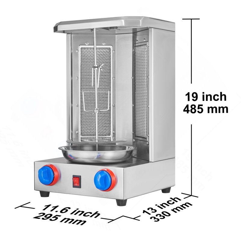 Shawarma Grill Machine, 13 Lbs Capacity, Chicken Shawarma Cooker Machine With 2 Burners, Gas Vertical Broiler Gyro Rotisserie Oven Doner Kebab Machine, For Home Restaurant Kitchen Parties