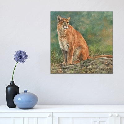 Cougar Sitting by David Stribbling - Wrapped Canvas Print