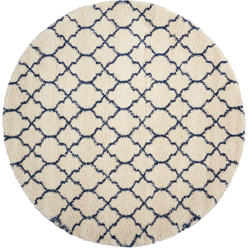 Tapis ivoire à poils longs Sigrid, Rond 7 pi 10 po
