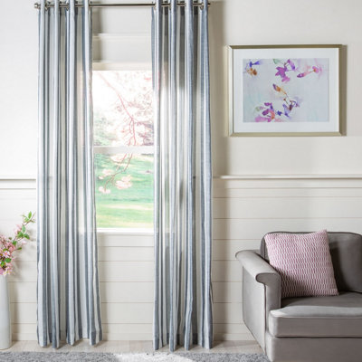 Matt Striped Semi-Sheer Grommet Single Curtain Panel