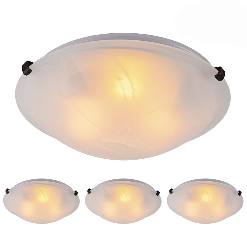 15,75 po Plafonnier encastré bronze avec verre albâtre (paquet de 4), Bronze