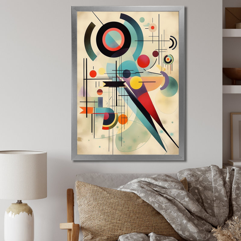 Chef-d'œuvre géométrique sur toile, Cadre photo argenté, H 32 po x l 16 po x P 1 po
