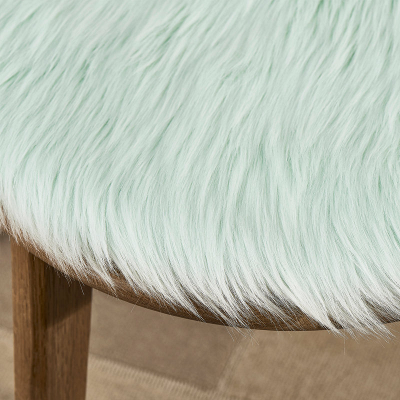 Faux Fur 16" Round Decorative Chair Pad, Mint, Set of 4