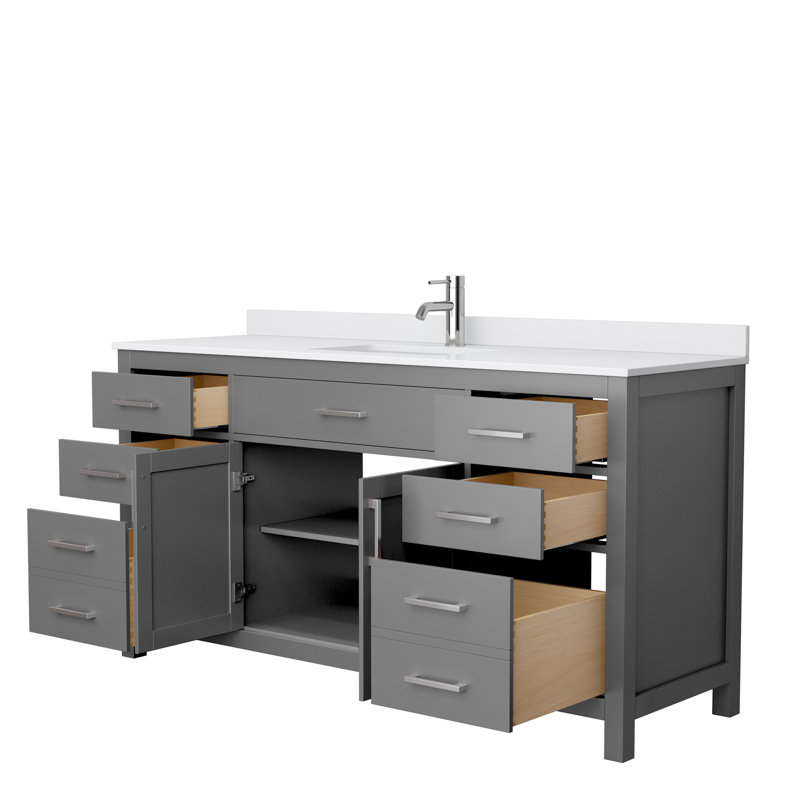 Beckett 66" Gray Freestanding Single Bathroom Vanity with Cultured Marble Top