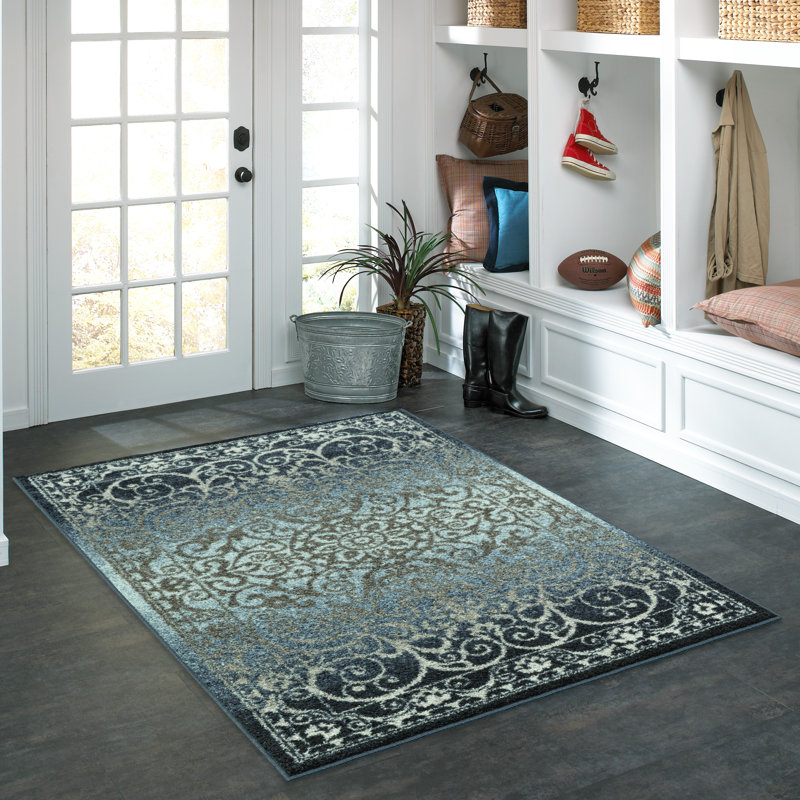 Dreyfuss Tufted Navy Area Rug, Rectangle 3'4" x 5'