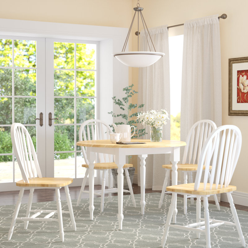 Cecelia 4 - Person Solid Wood Top Four Leg Dining Set, White / Natural