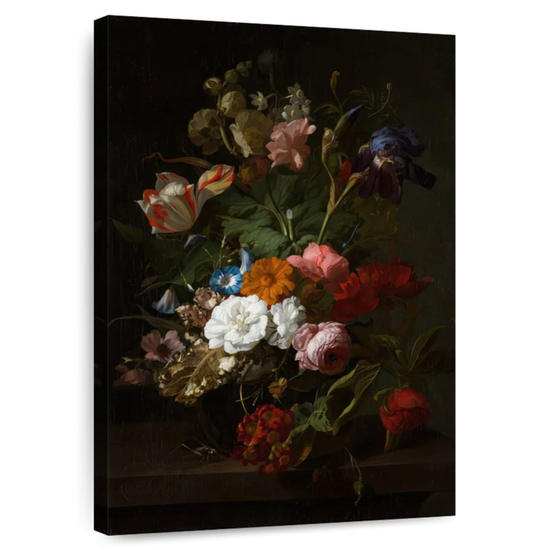 Harnek fleurs dans un vase en verre avec cricket dans une niche, H 24 po x l 16 po
