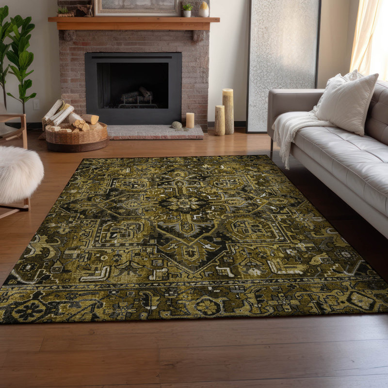 Premium Machine Washable Cerrito AMF570 Brown Rug, Rectangle 9' x 12'