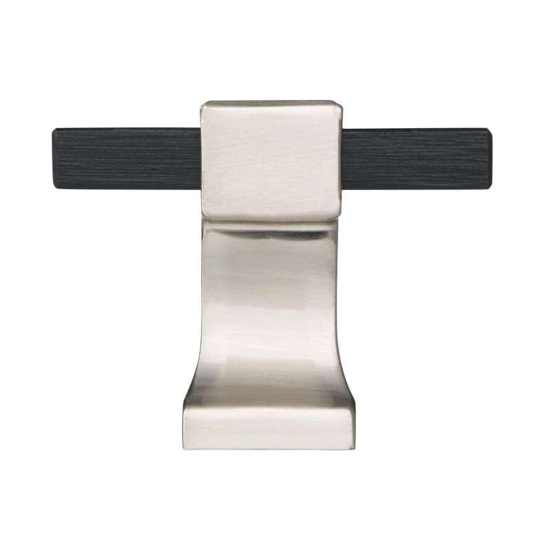 1-3/8" Brushed Matte Black and Satin Nickel Square Knob