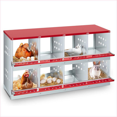 Boîte de nidification pour poulets, boîte de nidification en métal pour la ponte des œufs, grand poulailler avec trous ventilés, bacs de nidification pour poules, lapins et canards