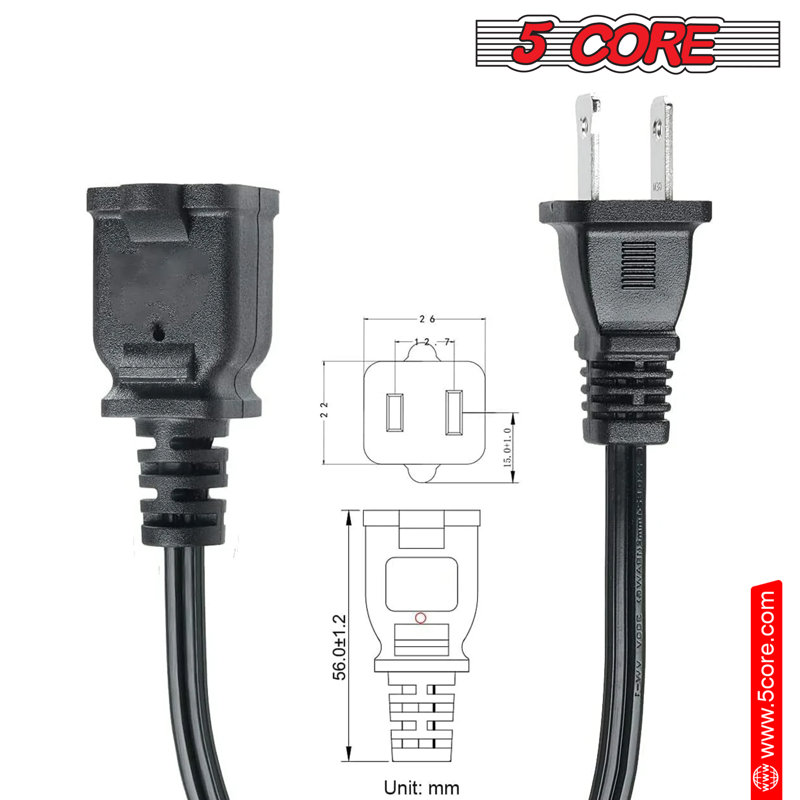 Cordon d'alimentation à 5 broches avec 5 cordons d'alimentation à 5 broches pour prise mâle et femelle 16AWG 125V, 15 pi