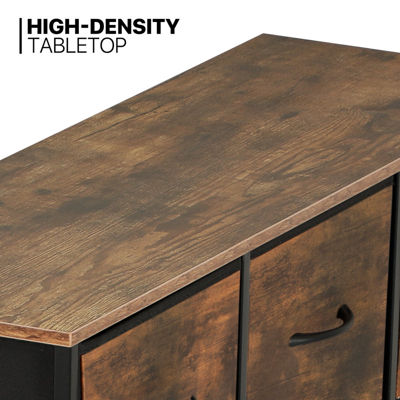 Commode en fer à 5 tiroirs 39,5 po Nilio, Grain de bois