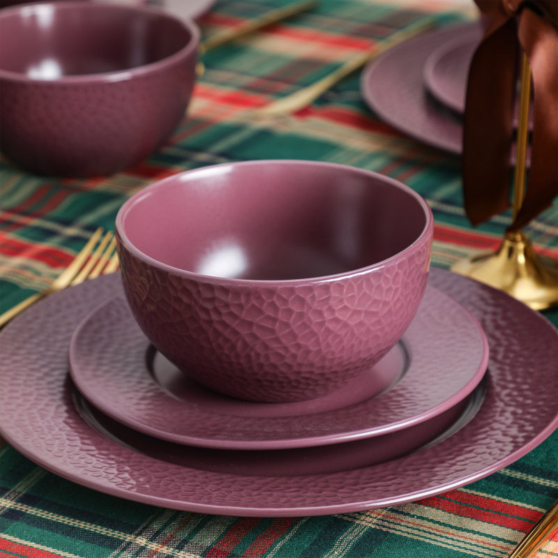 Stone Lain Topaz 12-Piece Dinnerware Set Stoneware, Cherry