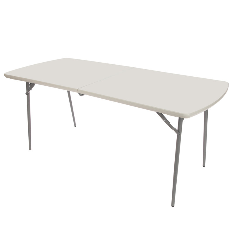 Gray 6 ft Fold-In-Half Banquet Table with Steel Frame