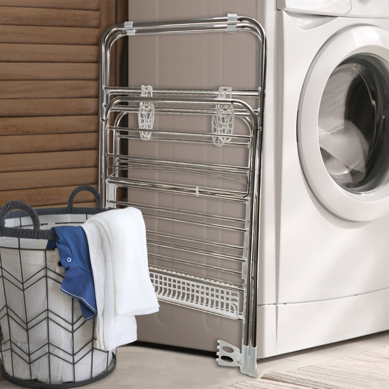 Silver Foldable Stainless Steel Indoor/Outdoor Drying Rack
