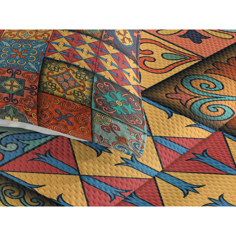 Traditional Polyester Paisley Coverlet, King Bedspread + 2 Shams