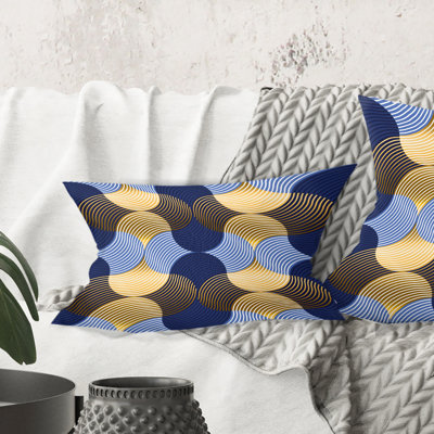 Coussin décoratif rétro de luxe en or et bleu II - Mid-Century