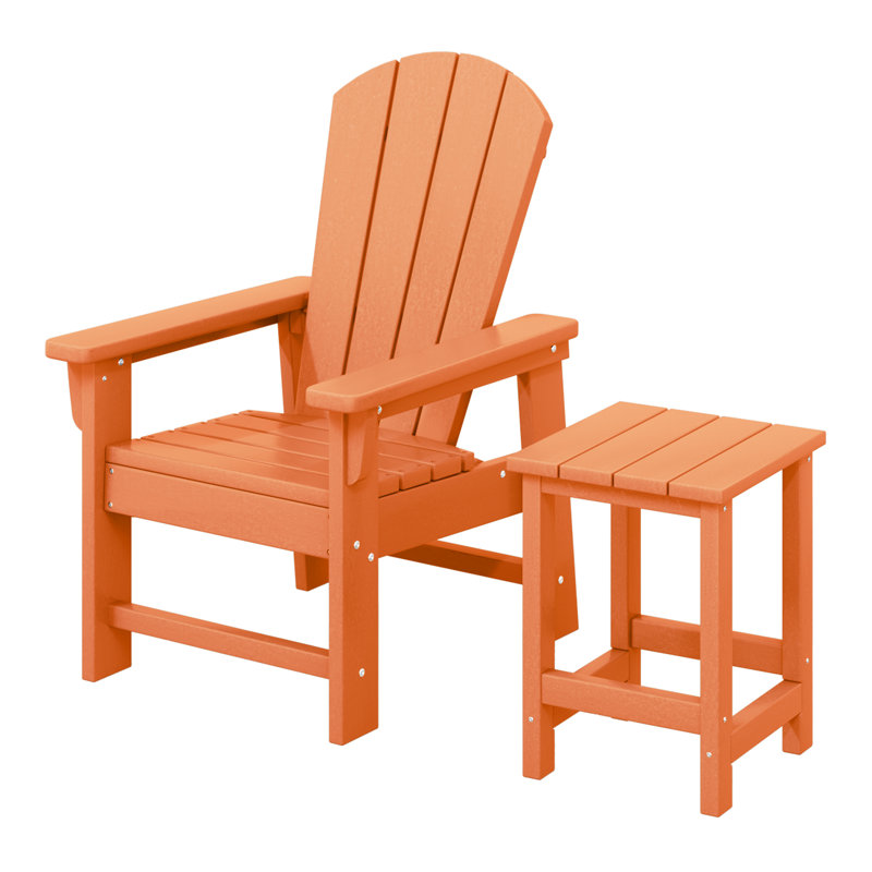 Laguna Kids Outdoor Poly Adirondack Chair With Side Table, Orange